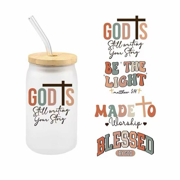 🆕 Pink Custom Bamboo Drinking Glass With Lid | Glass Straw | Inspiring Drinking - Picture 1 of 3